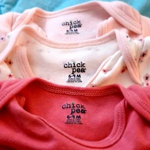 Chick Pea Baby Girls 3-pack of Short Sleeve Onesies size 6-9 Months